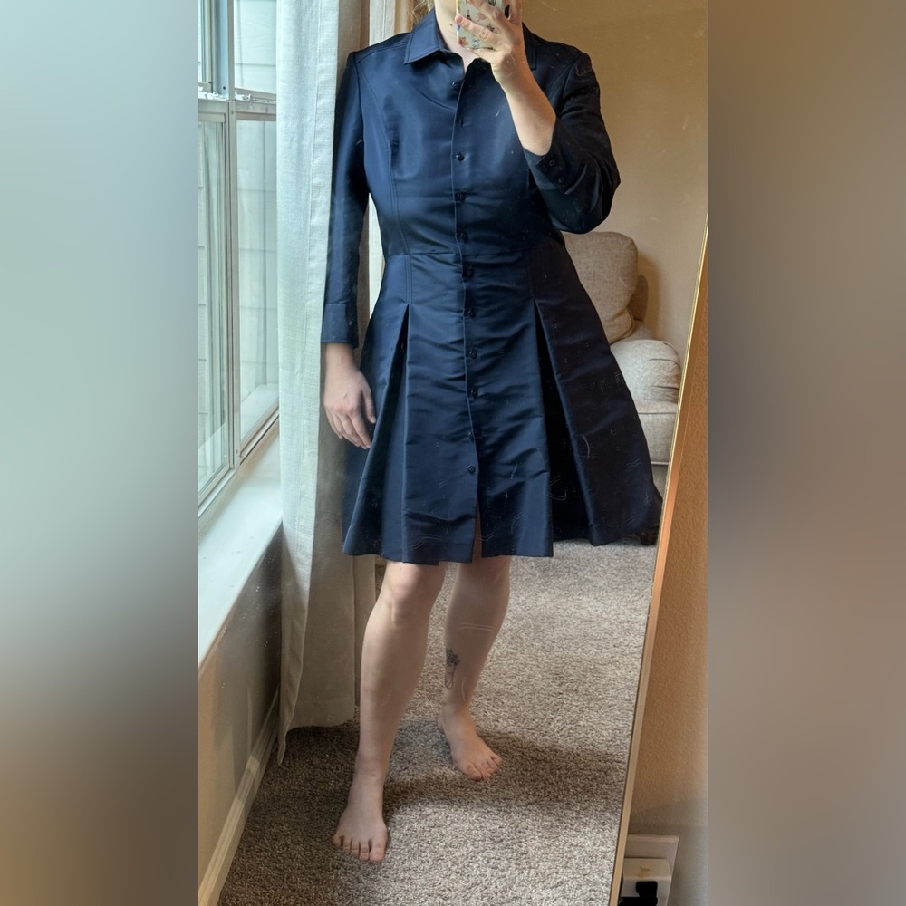NWT Carolina Herrera Navy Button Down Dress